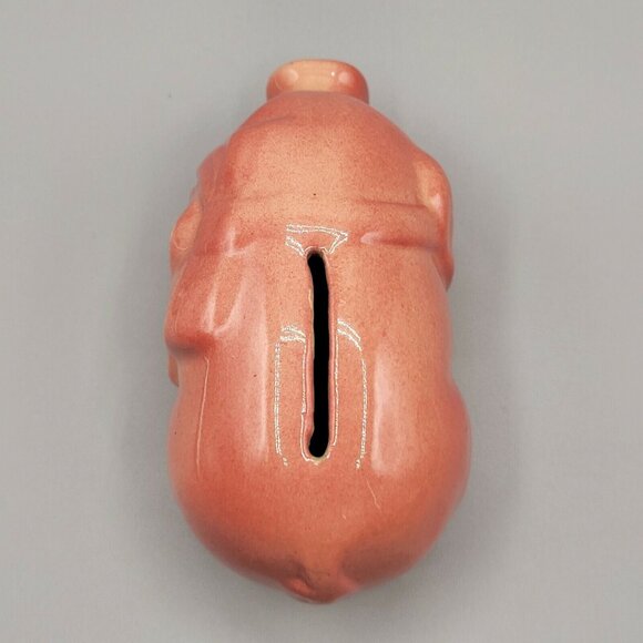 Pink Sow Pig Hog Piggy Bank Ceramic Bow Around Neck Vintage - Picture 5 of 8